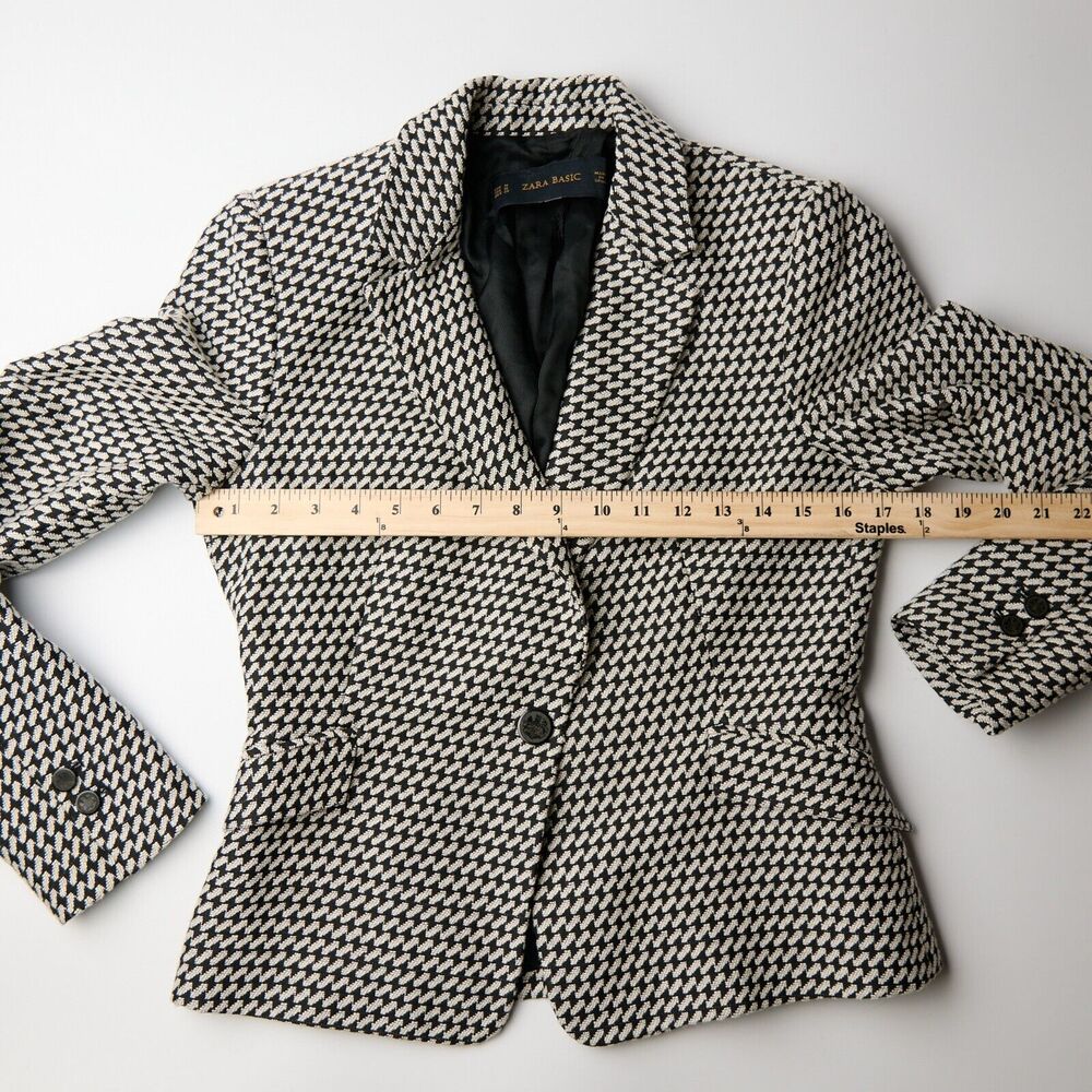 Zara Basic Blazer Women's M Structured Houndstooth Corpcore Workwear Minimalist - Picture 5 of 10